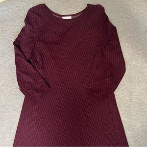 J. Jill Red and Black Ponte 3/4 Sleeve Midi Dress